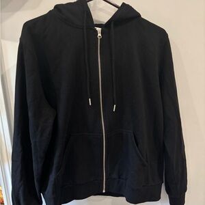 H&M Black Zip-Up Hooded Sweatshirt